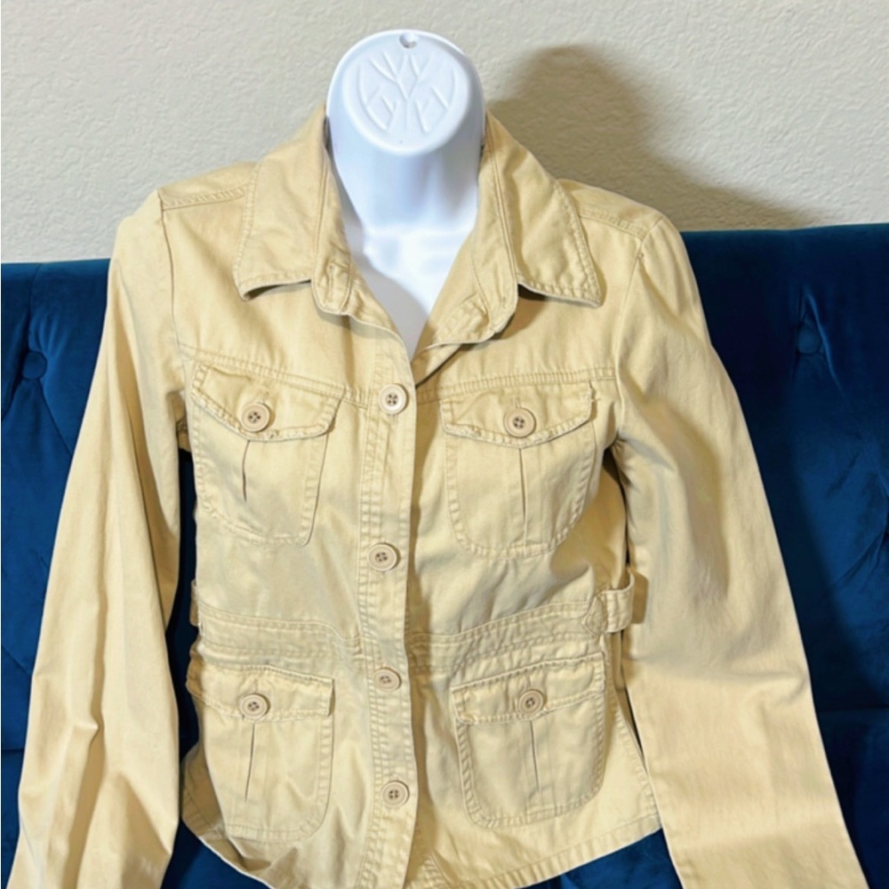 Forever 21 Tan Utility Jacket Classic Collar Cropped Length